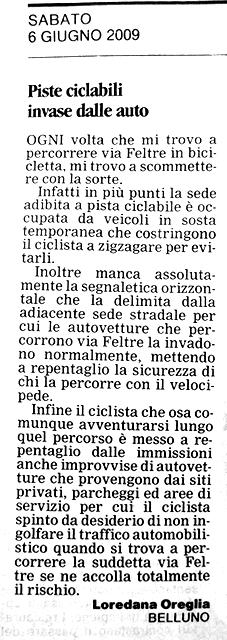 pista ciclabile via Feltre